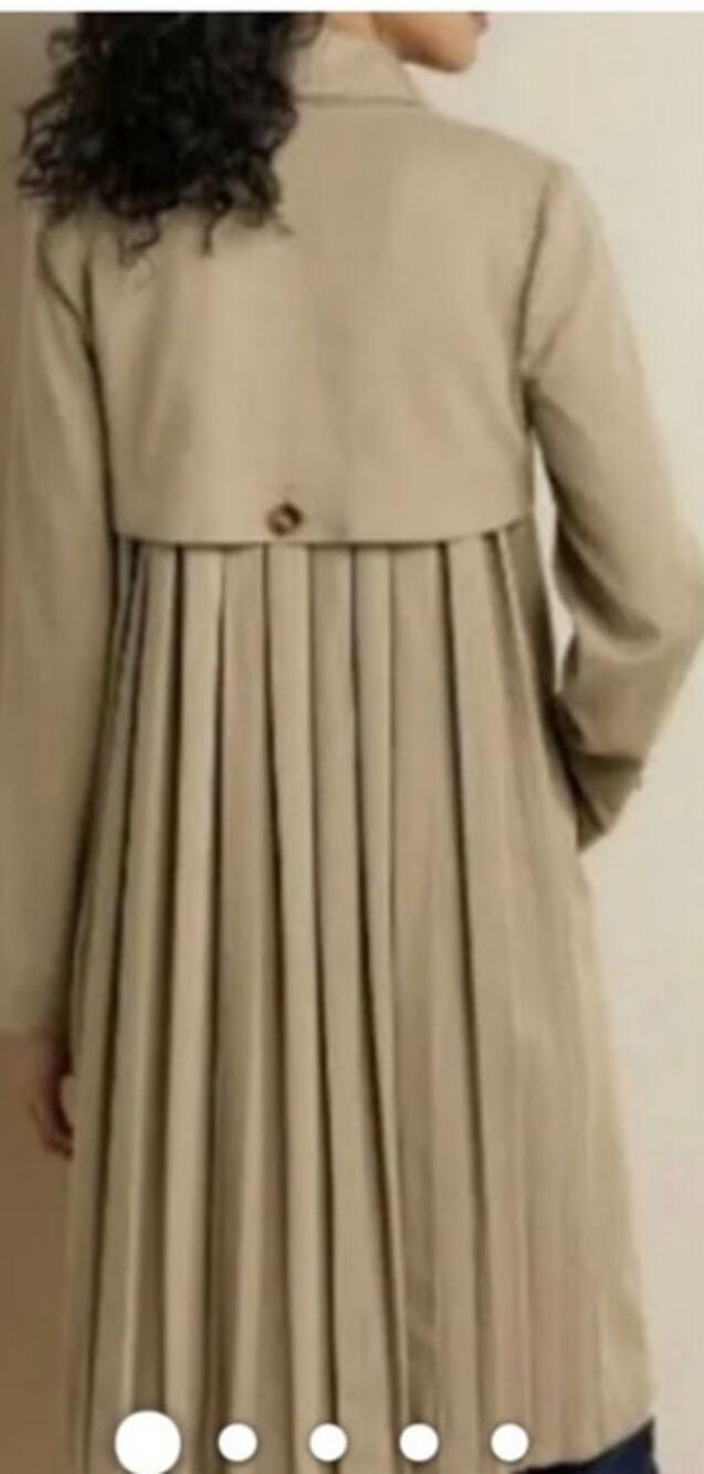 Soft Surroundings Camel Tan Long Trench Coat Small Pleated